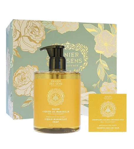 Regenerating Honey Gift Set Liquid Soap + Solid Shampoo for Dry Hair 75 g 500 ml