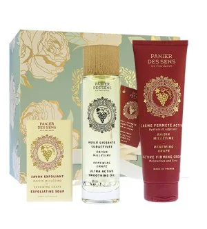 Panier Des Sens Renewing Grape Gift Set Exfoliating Soap 150 g + Dry Body Oil 100 ml + Firming Body Cream