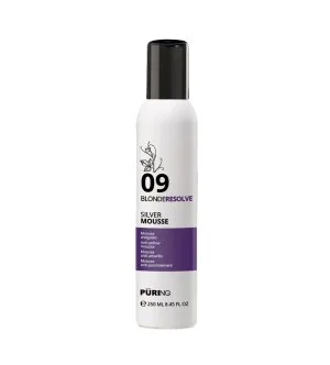 PURING 09 BlondeResolve Silver Mousse Leave-In Neutralizing Foam for Blonde, Grey and Bleached Hair