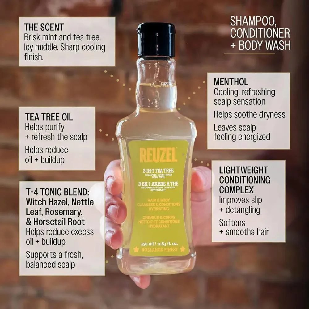 3-in-1 Tea Tree Shampoo-Conditioner-Body Wash shampoo for men 3-in-1 for men 350 ml