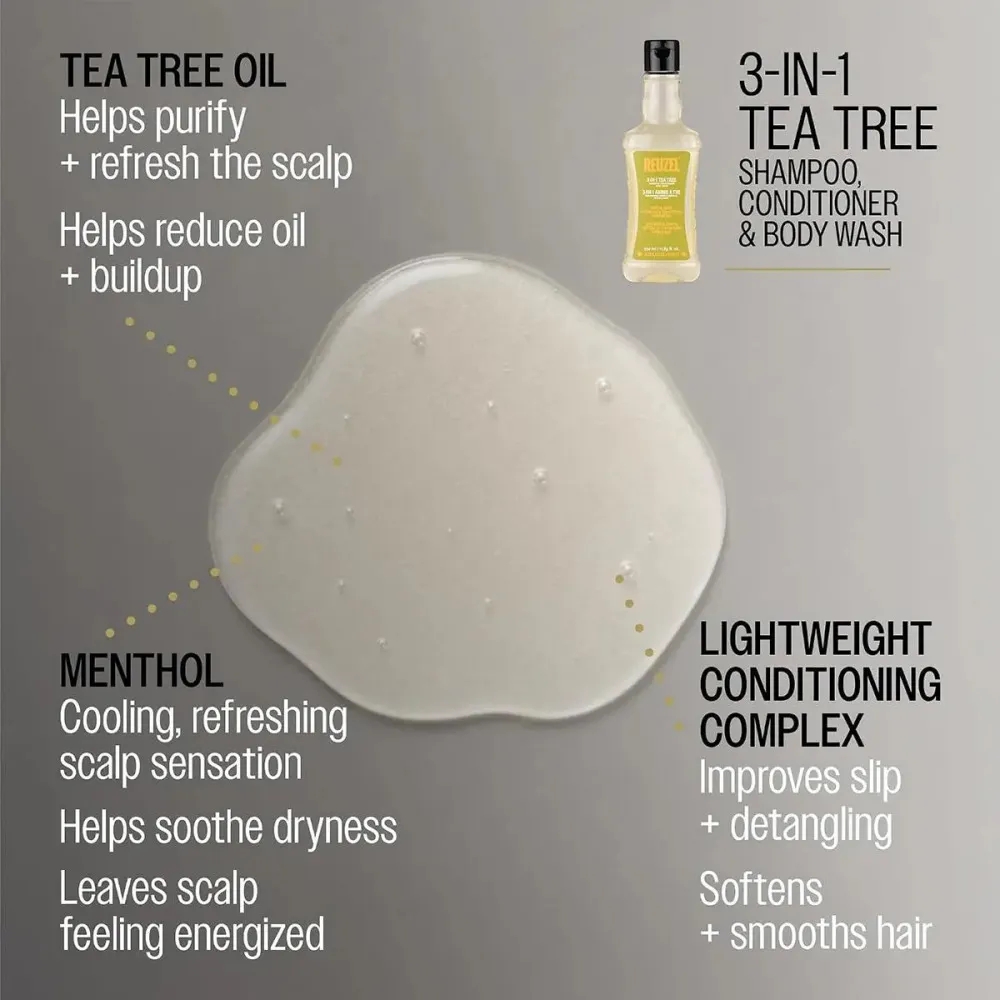 3-in-1 Tea Tree Shampoo-Conditioner-Body Wash shampoo for men 3-in-1 for men 350 ml