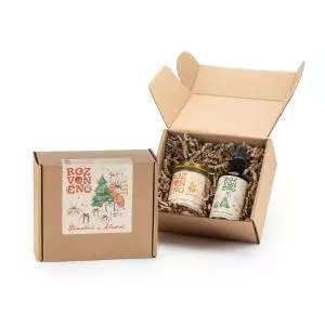 Rozvoněno Happy and peaceful gift package - with scented candle and air freshener