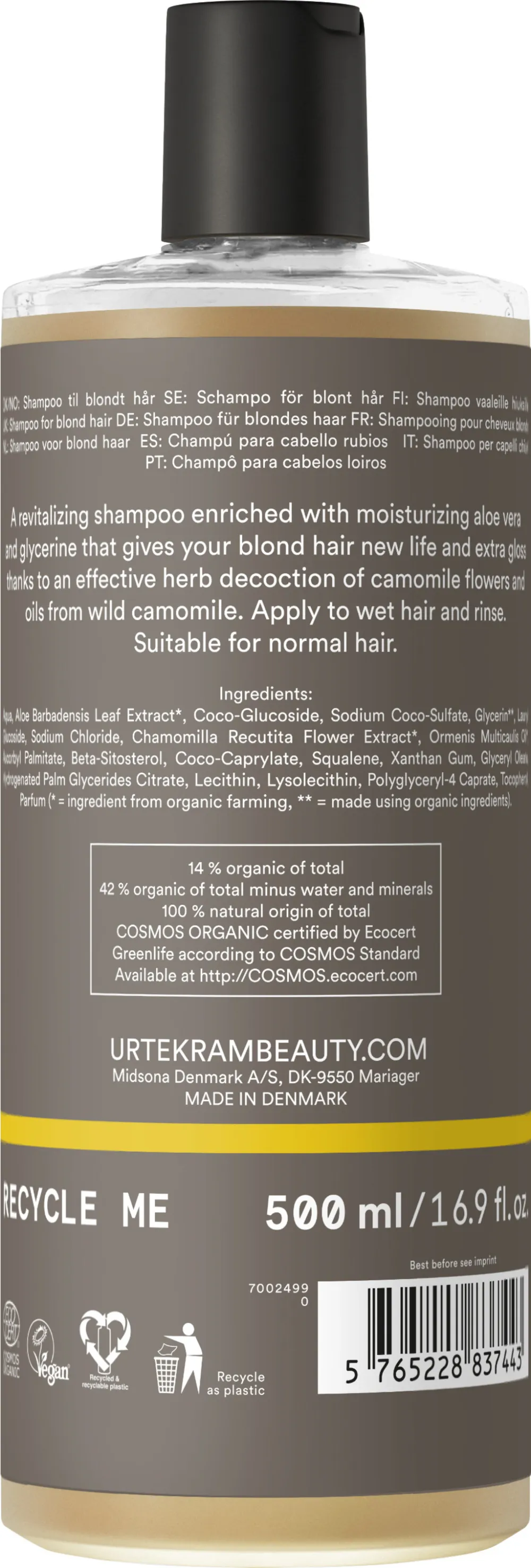 Urtekram Chamomile shampoo 500ml BIO, VEG