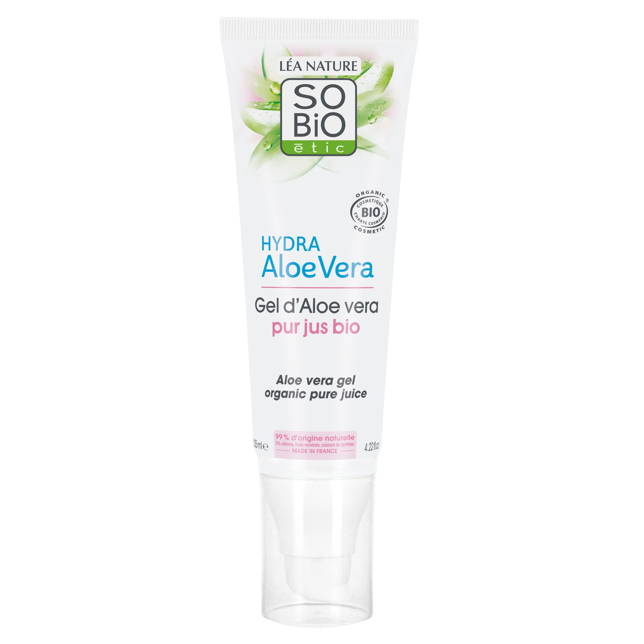SO’BiO étic Aloe Vera Gel - Hypoallergenic Organic (125 ml) - Intensive Hydration and Skin Soothing