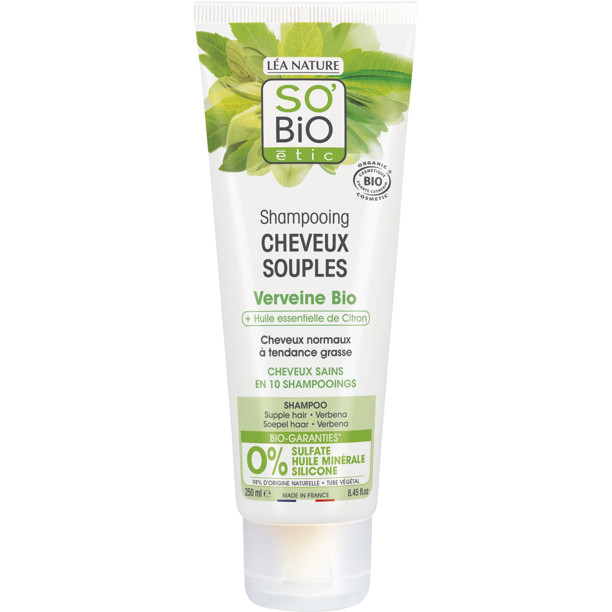 SO’BiO étic Gentle Organic Verbena & Lemon Shampoo (250 ml) - Ideal for Oily Hair