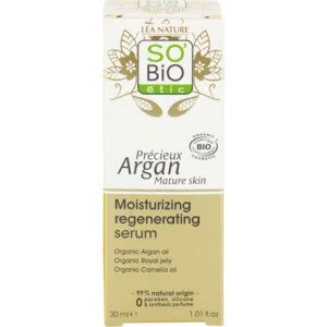 SO’BiO étic Anti-Age Precious Argan Hydrating and Regenerating GOLD BIO Serum (30 ml) - with Hyaluronic Acid