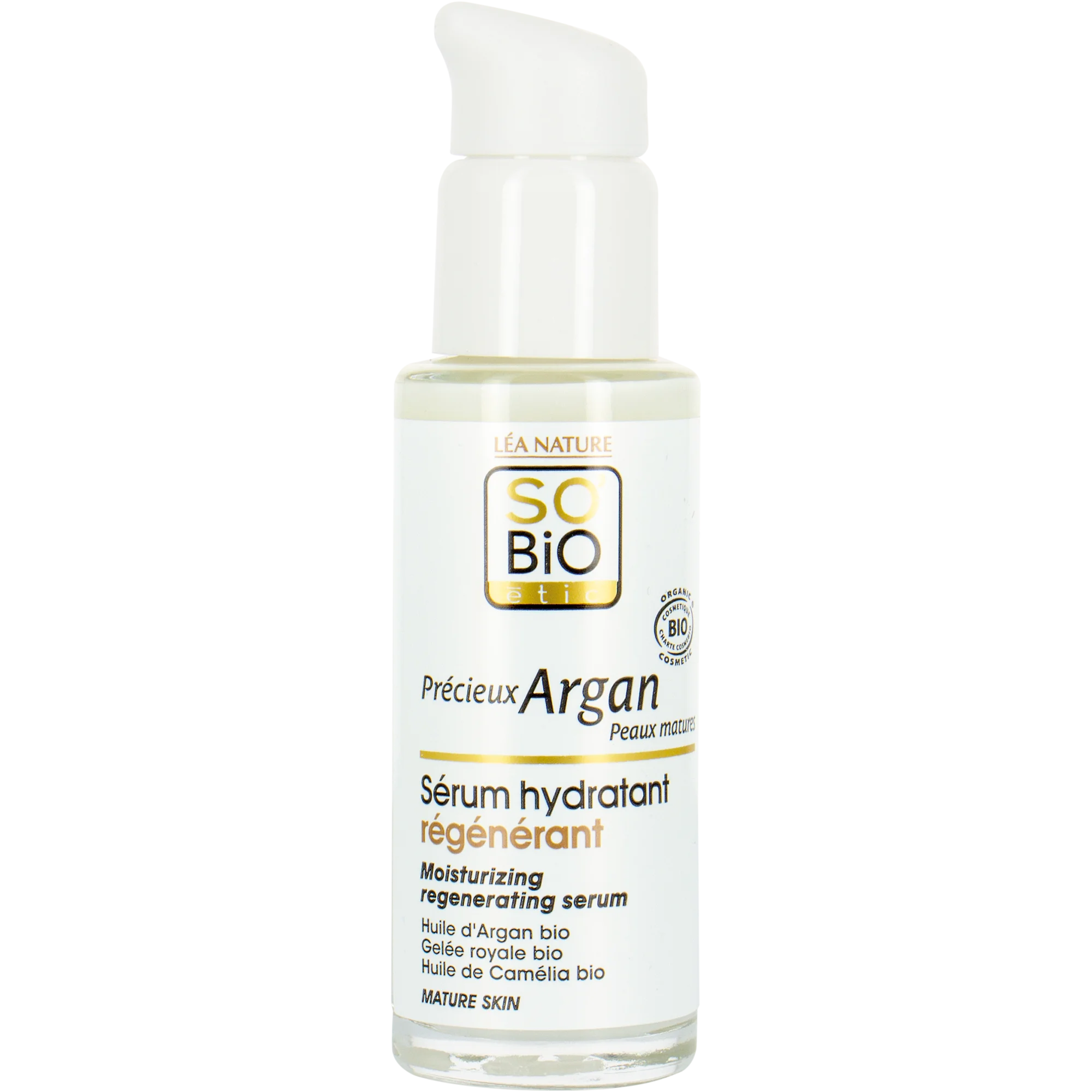 SO’BiO étic Anti-Age Precious Argan Hydrating and Regenerating GOLD BIO Serum (30 ml) - with Hyaluronic Acid