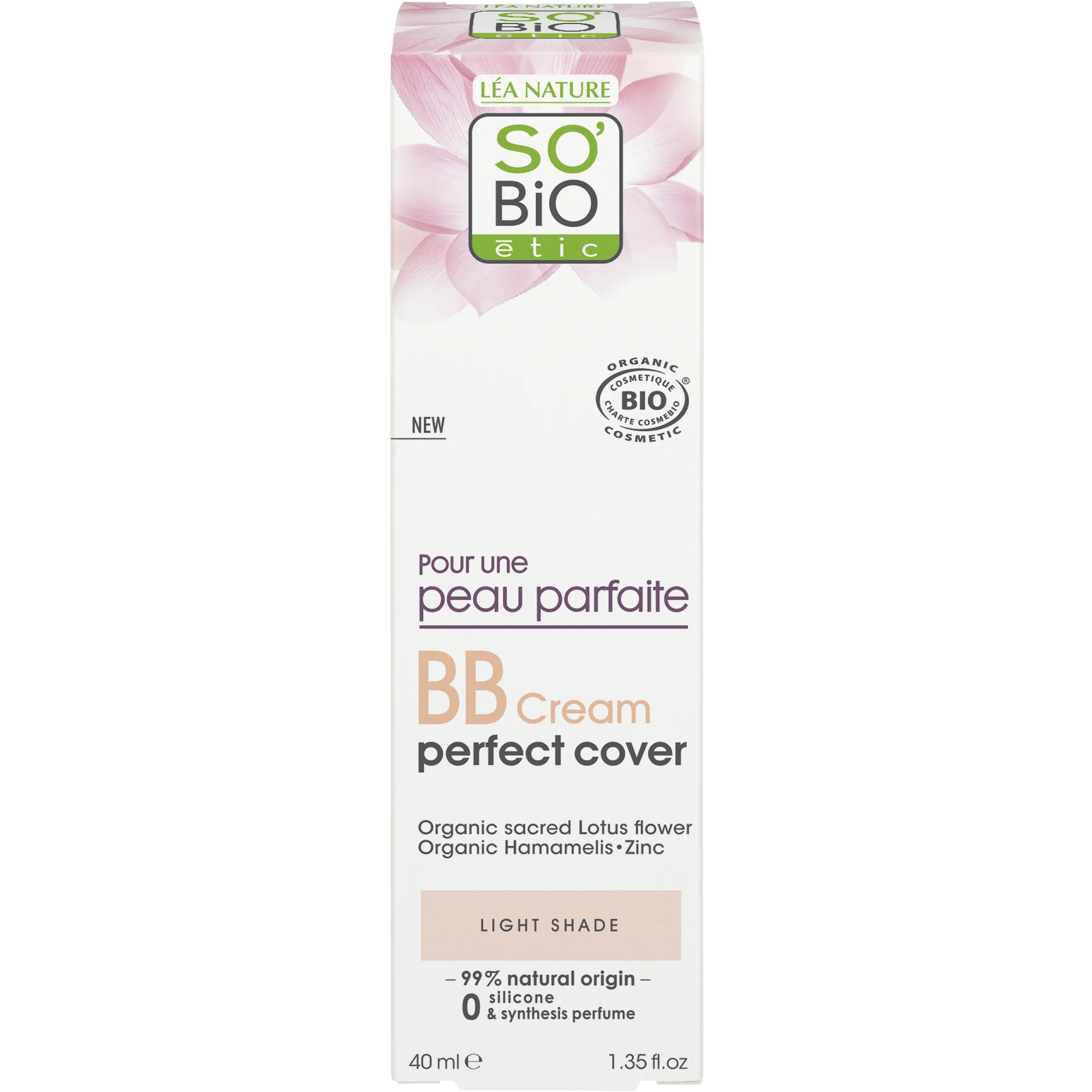 SO’BiO étic BB Cream for Perfect Skin - Light Shade BIO (40 ml) - with Lotus Flower Extract