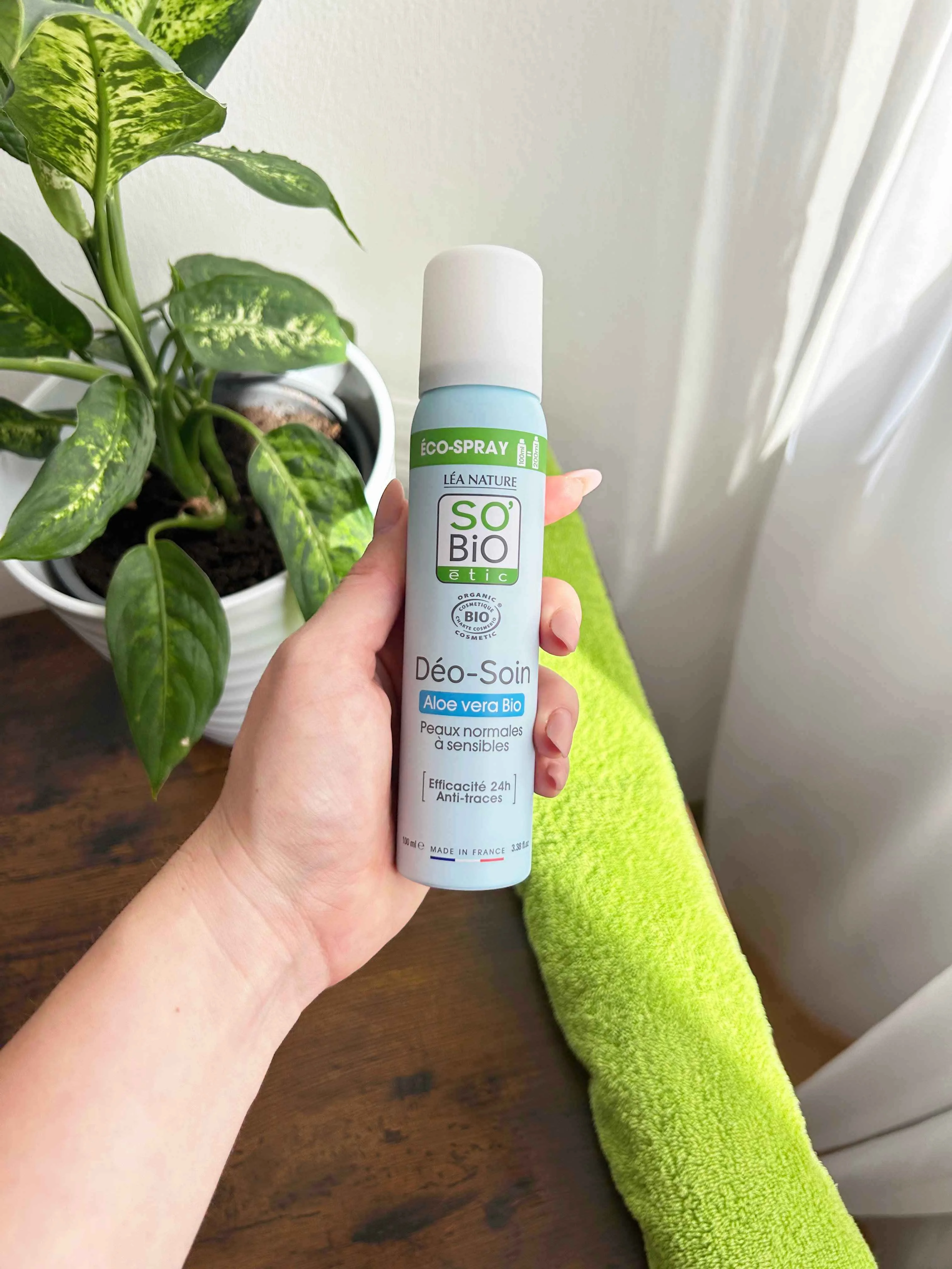 SO’BiO étic Natural Deodorant ECO SPRAY 24h - Organic Aloe Vera (100 ml) - effective for up to 24 hours