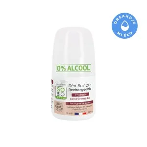SO’BiO étic 24h Moisturizing Roll-On Deodorant with Donkey Milk - Refillable, Organic (50 ml) - Suitable for Sensitive Skin