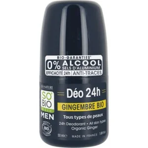 SO’BiO étic 24h MEN Roll-On Deodorant - Organic Ginger (50 ml) - Effective for up to 24 Hours