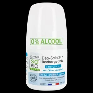 SO’BiO étic 24h Roll-On Deodorant - Tolerance+ with Organic Aloe Vera (50 ml) - effective for up to 24 hours