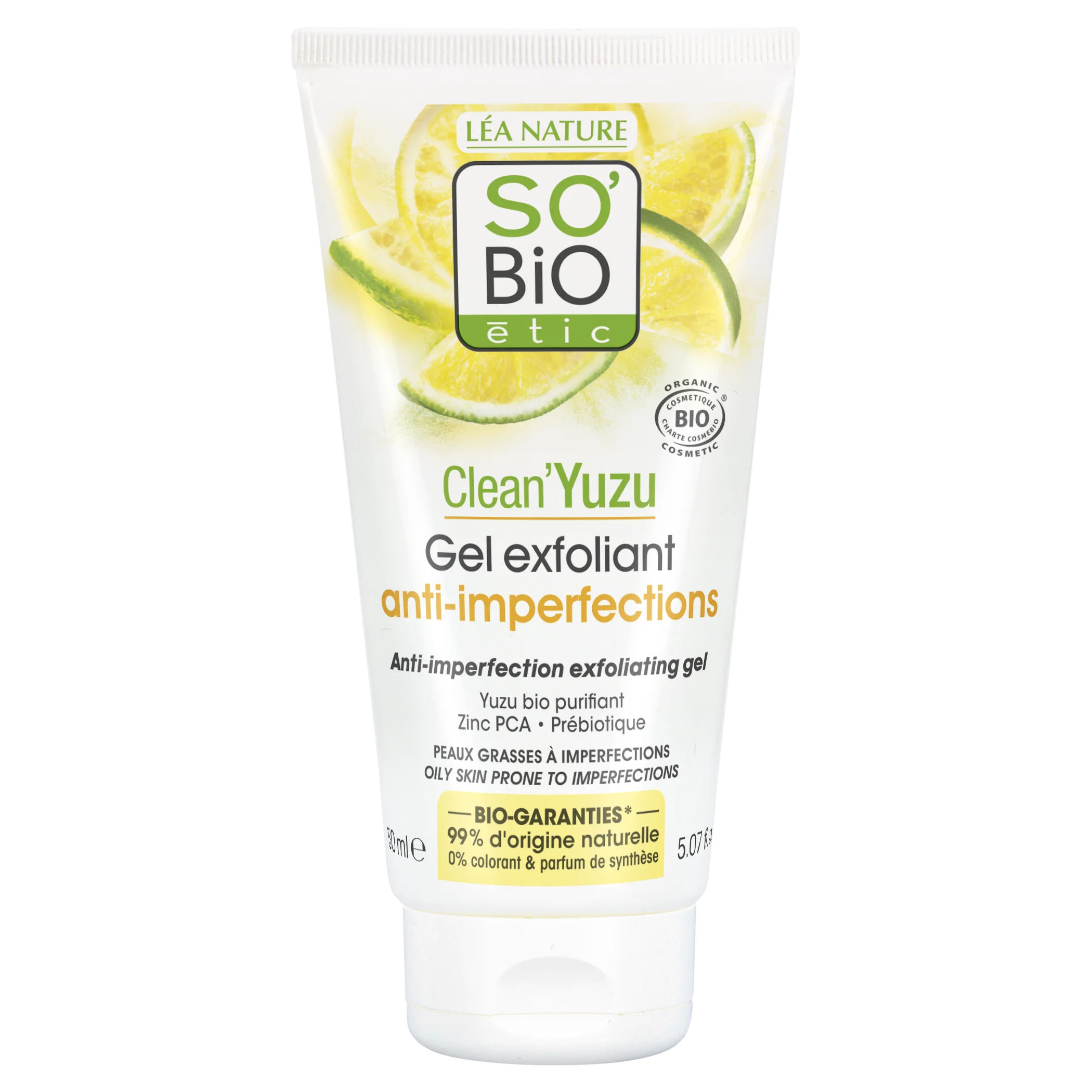 SO’BiO étic Exfoliating facial gel - Clean Yuzu BIO (150 ml) - ideal for oily skin