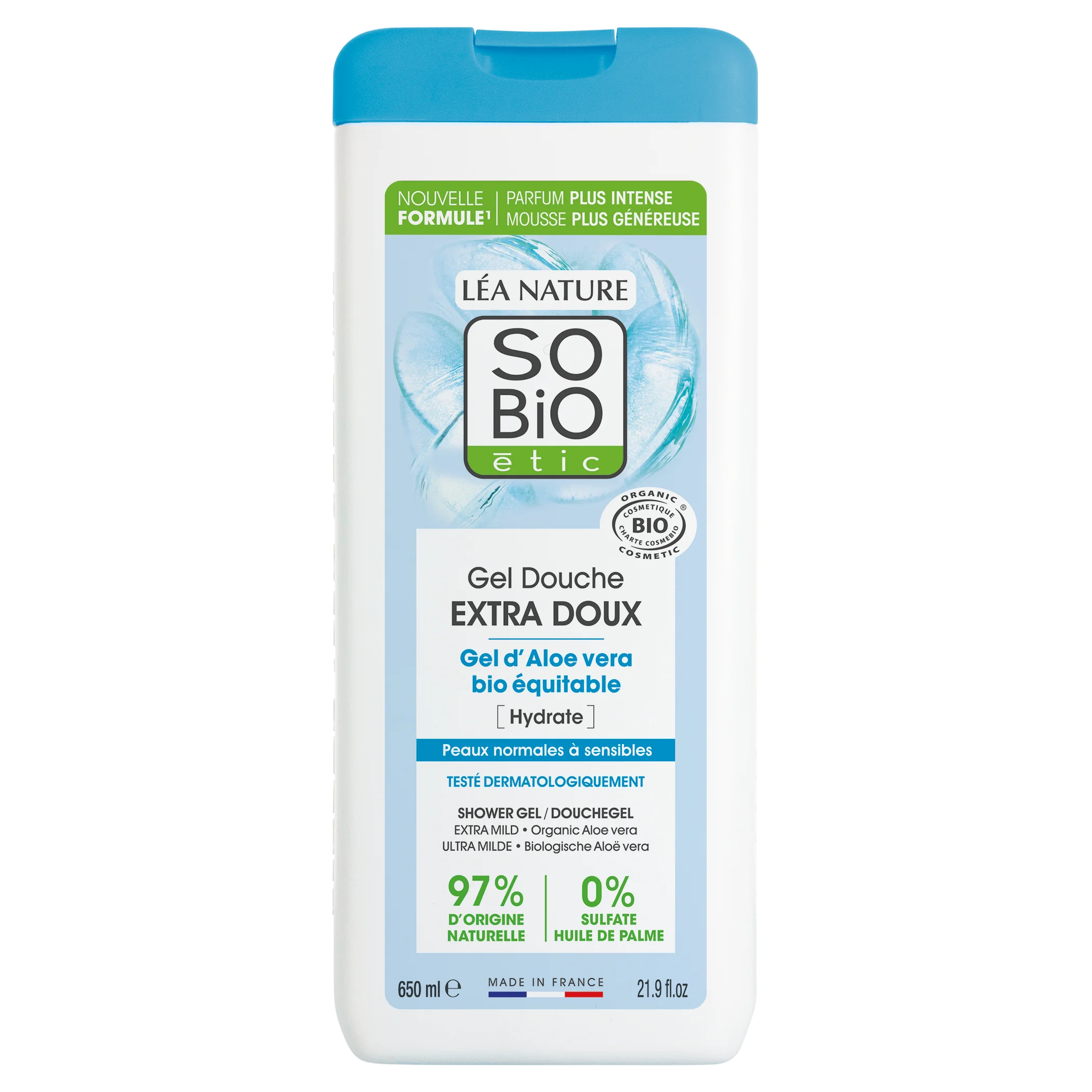SO’BiO étic EXTRA GENTLE Shower Gel with Organic Aloe Vera (650 ml) - intensely moisturises