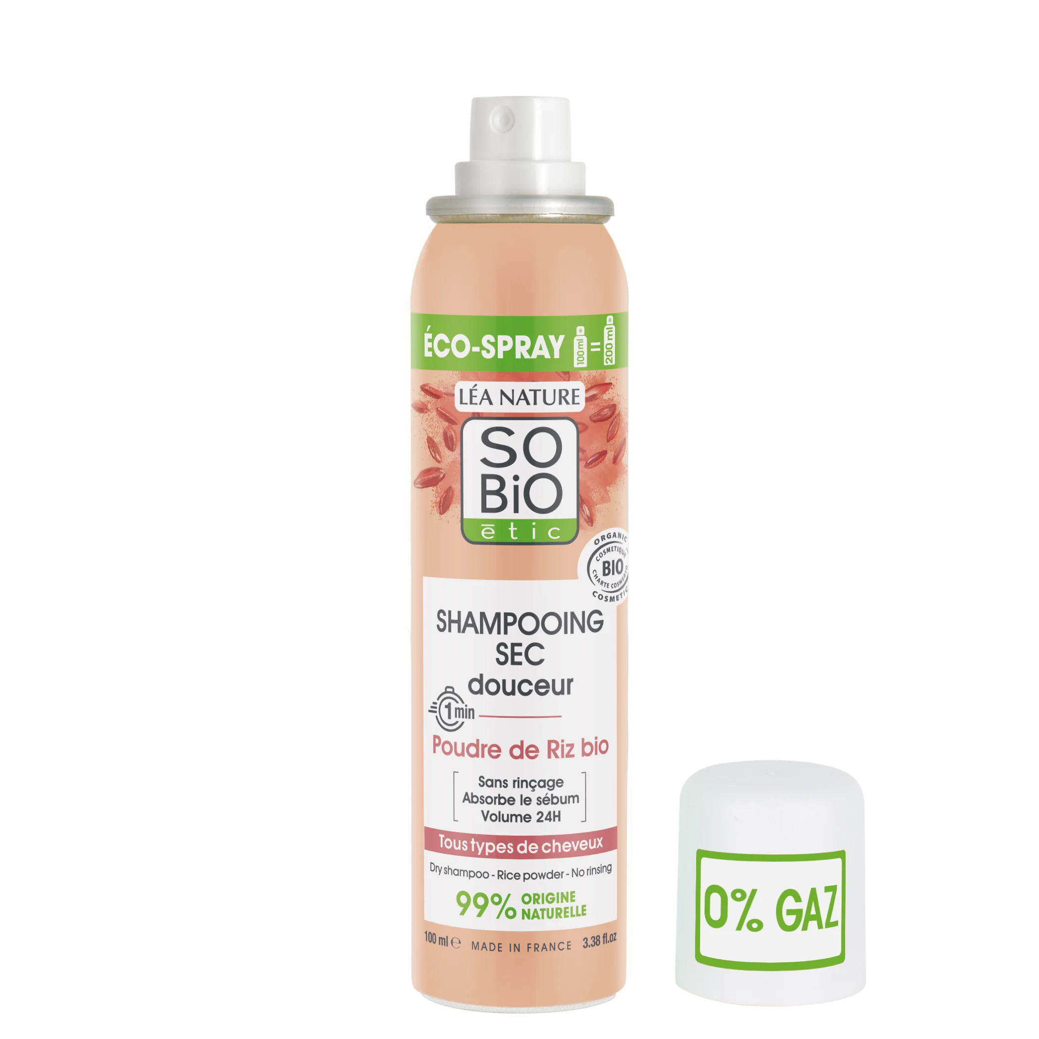 SO’BiO étic Gentle Dry Shampoo Spray for Sensitive Scalp BIO (100 ml) - Volume and Clean Hair Without Washing