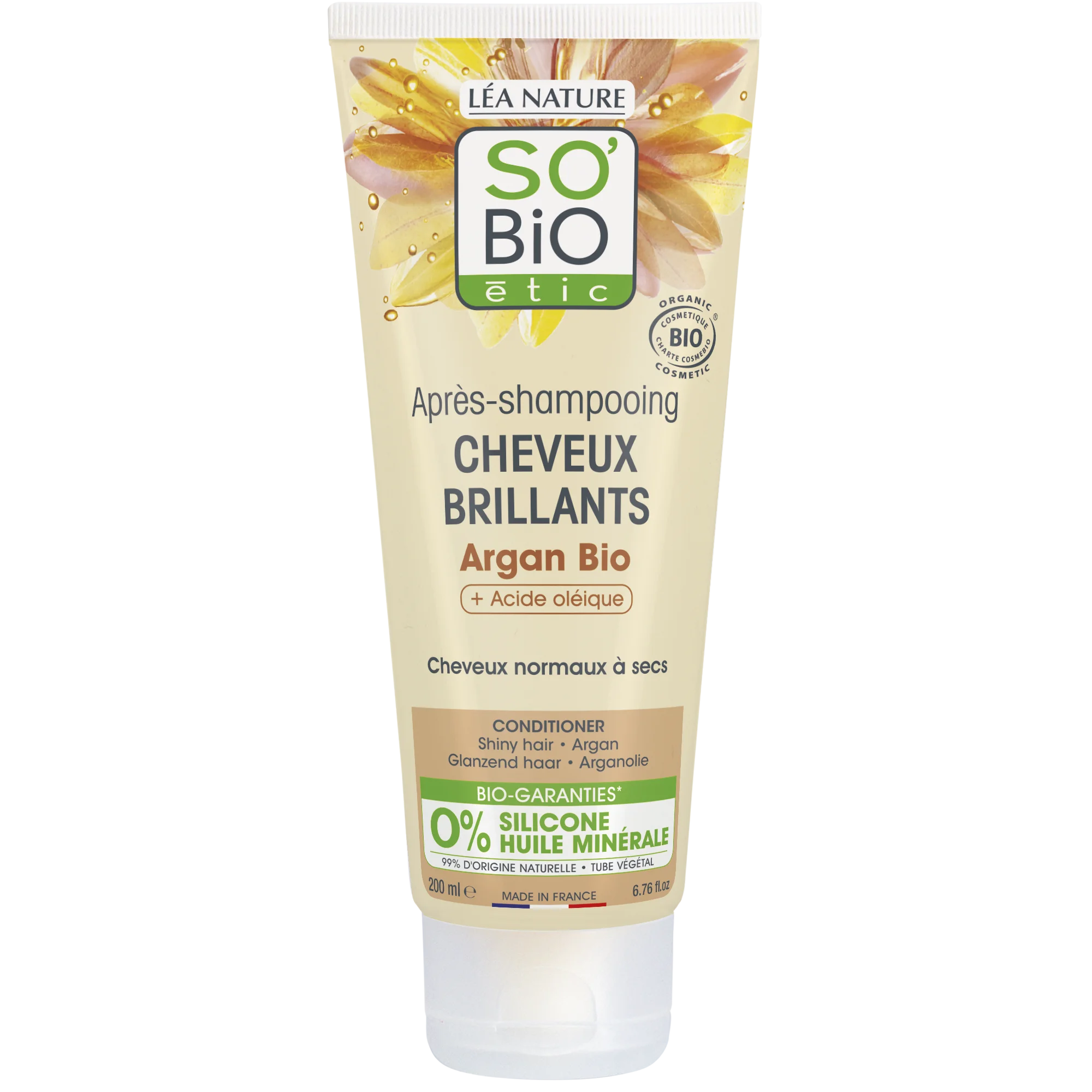 SO’BiO étic Argan Shine Conditioner - for normal to dry hair - Organic (200 ml) - leaves hair shiny and soft