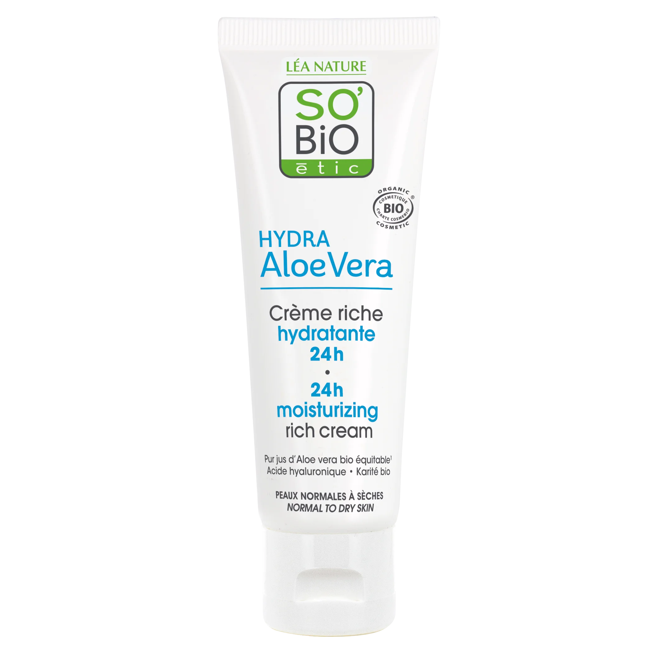 SO’BiO étic Richly Hydrating Day Cream with Organic Aloe Vera (50 ml) - with Hyaluronic Acid