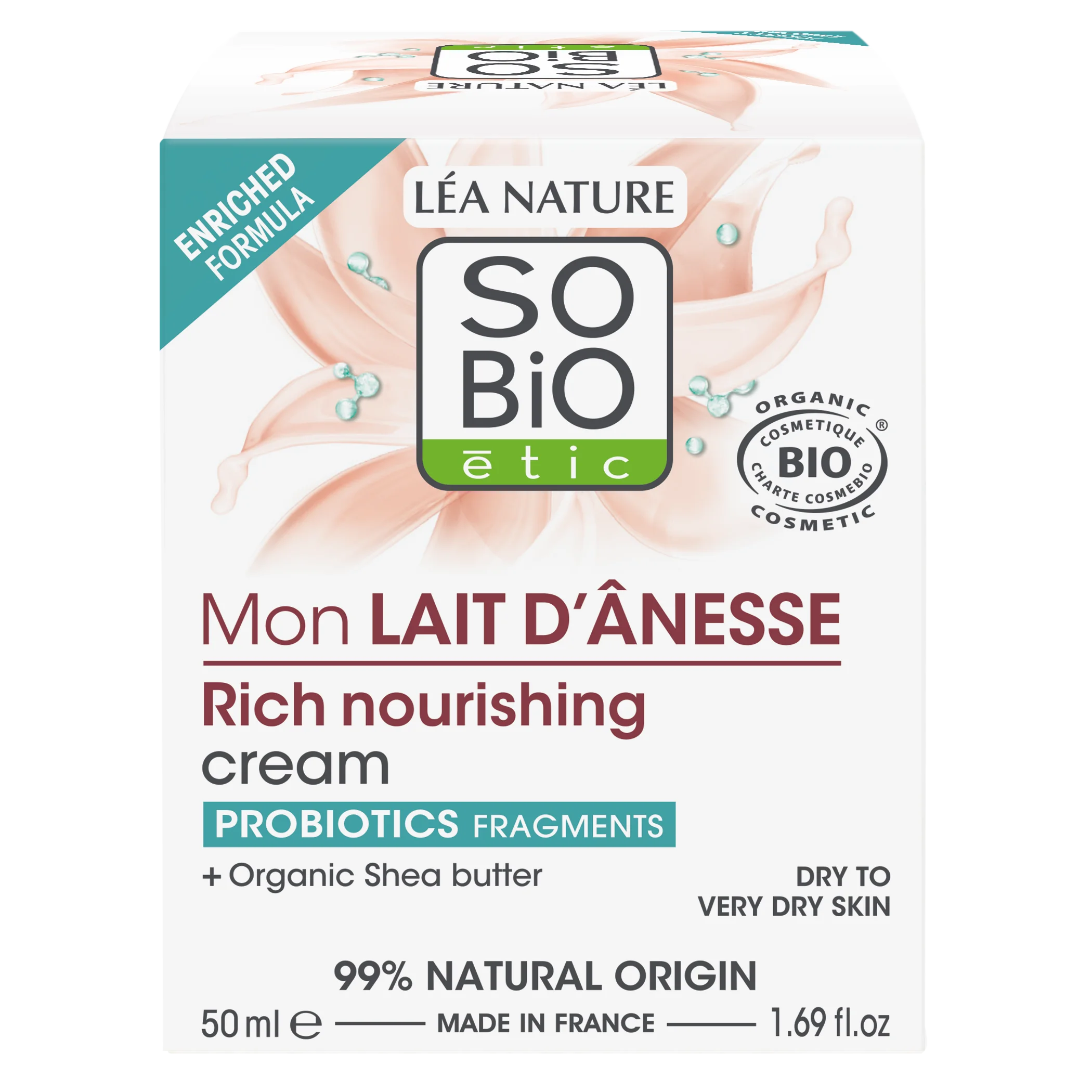 SO’BiO étic Richly Nourishing Cream with Organic Donkey Milk (50 ml) - for Very Dry Skin