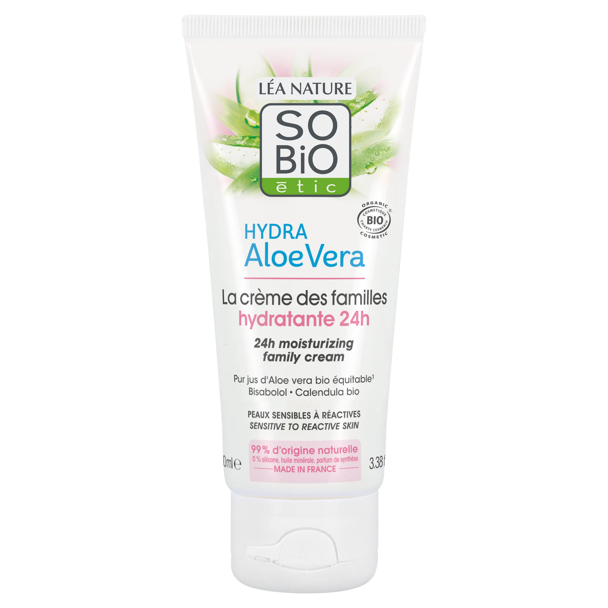SO’BiO étic BIO Hypoallergenic Moisturizing Cream with Aloe Vera for the Whole Family (100 ml) – hydrates, soothes and regenerates