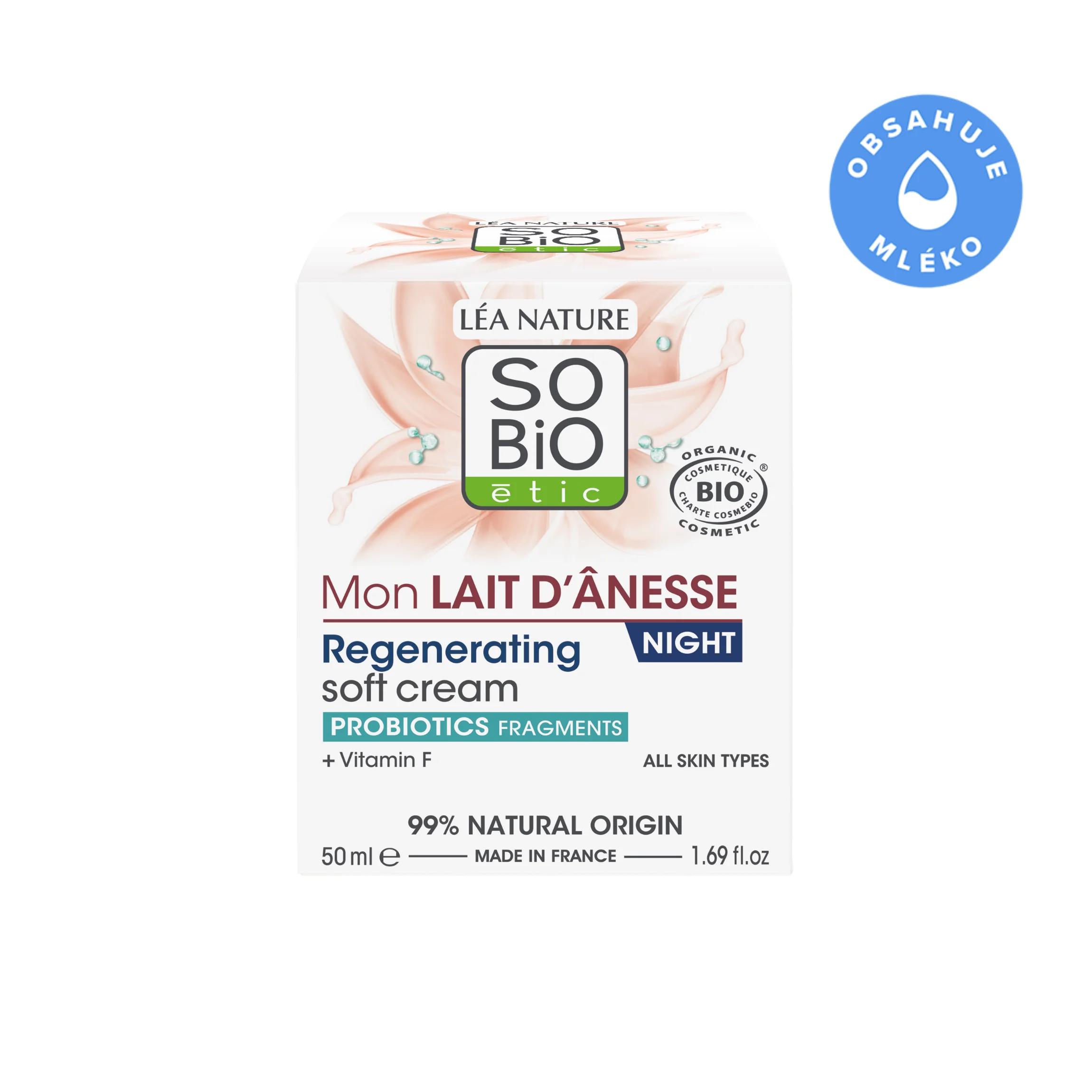 SO’BiO étic BIO Donkey Milk Regenerating Night Cream (50 ml) - Whipped Texture