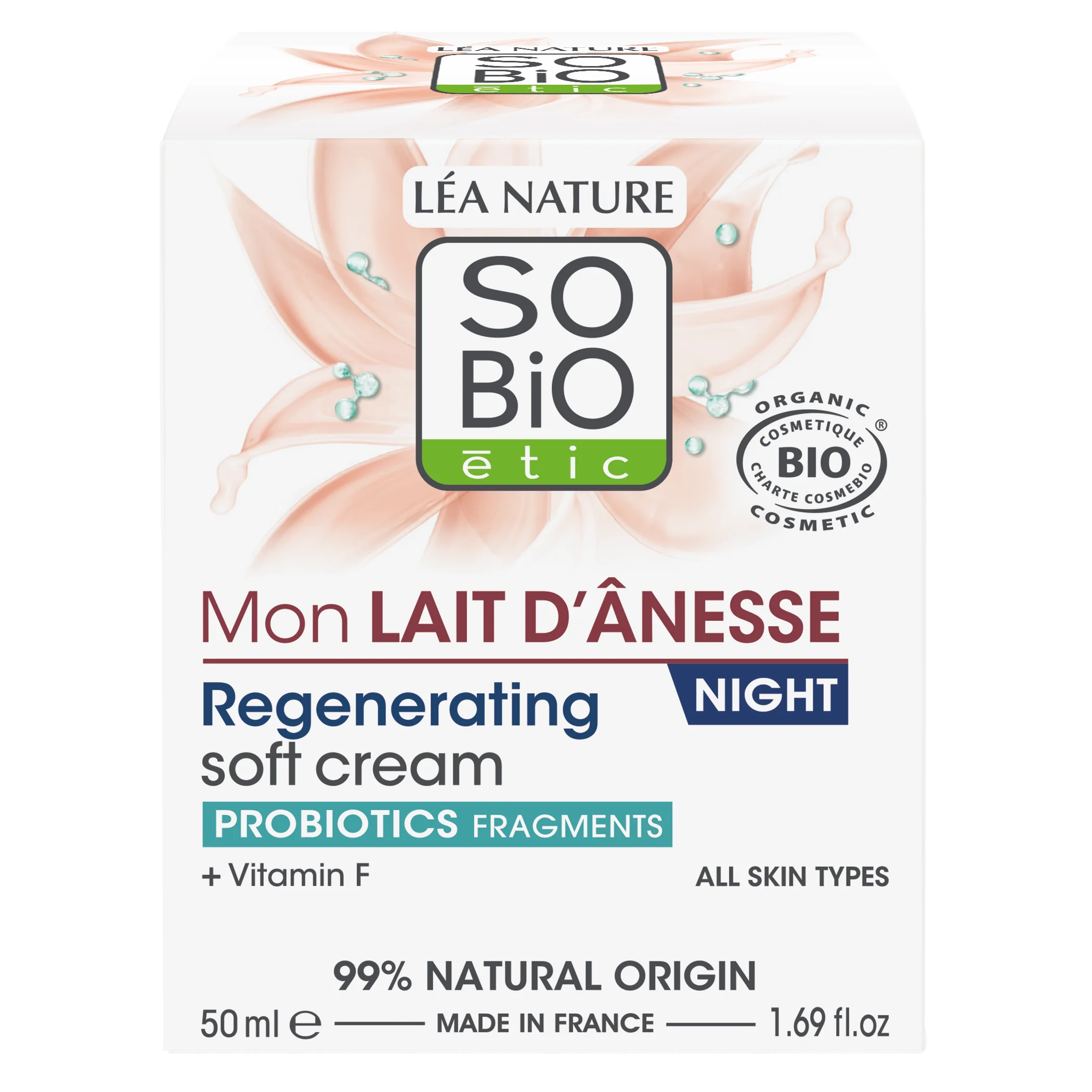 SO’BiO étic BIO Donkey Milk Regenerating Night Cream (50 ml) - Whipped Texture