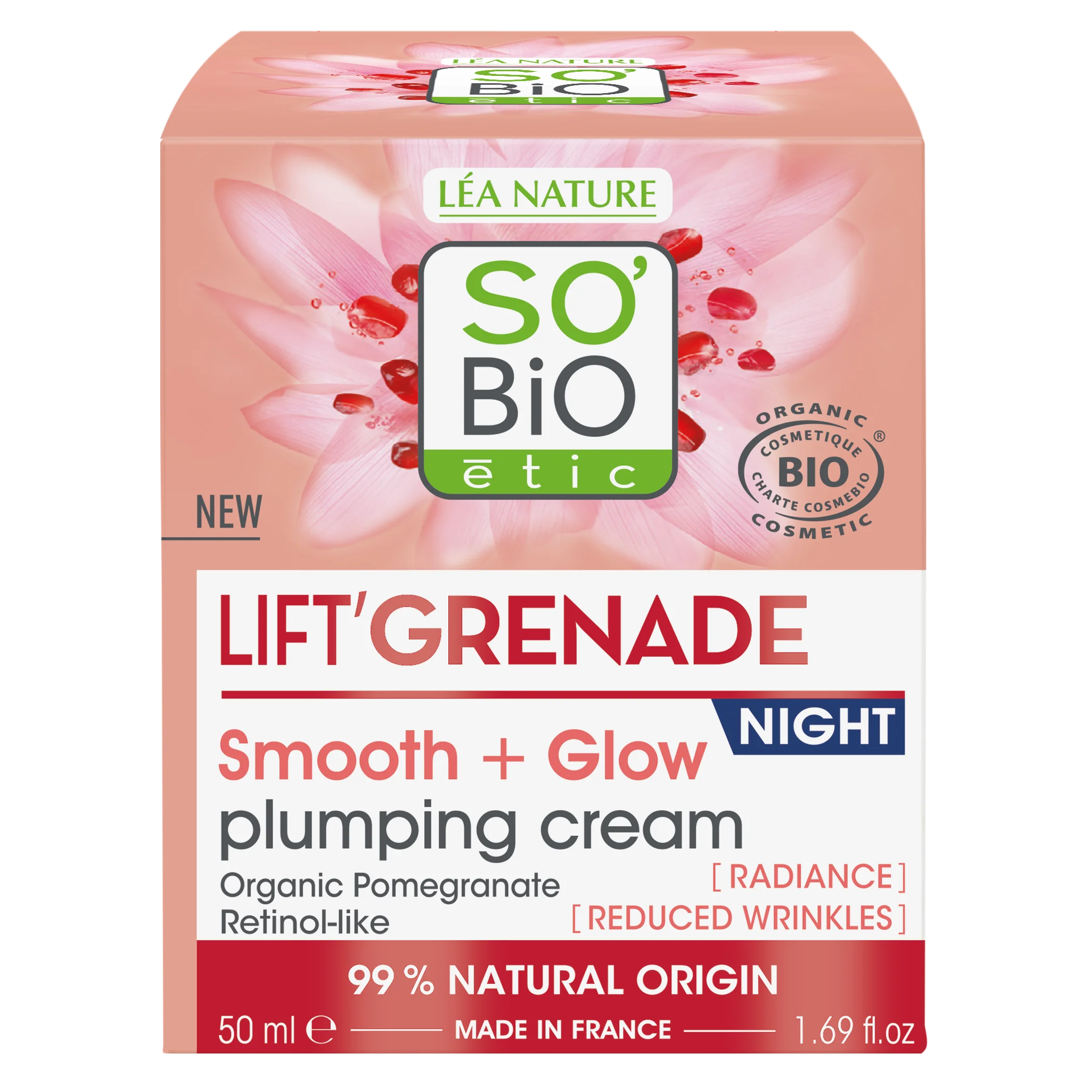 SO’BiO étic Lift'Grenade BIO Brightening Anti-Wrinkle Night Cream (50 ml) - with Pomegranate