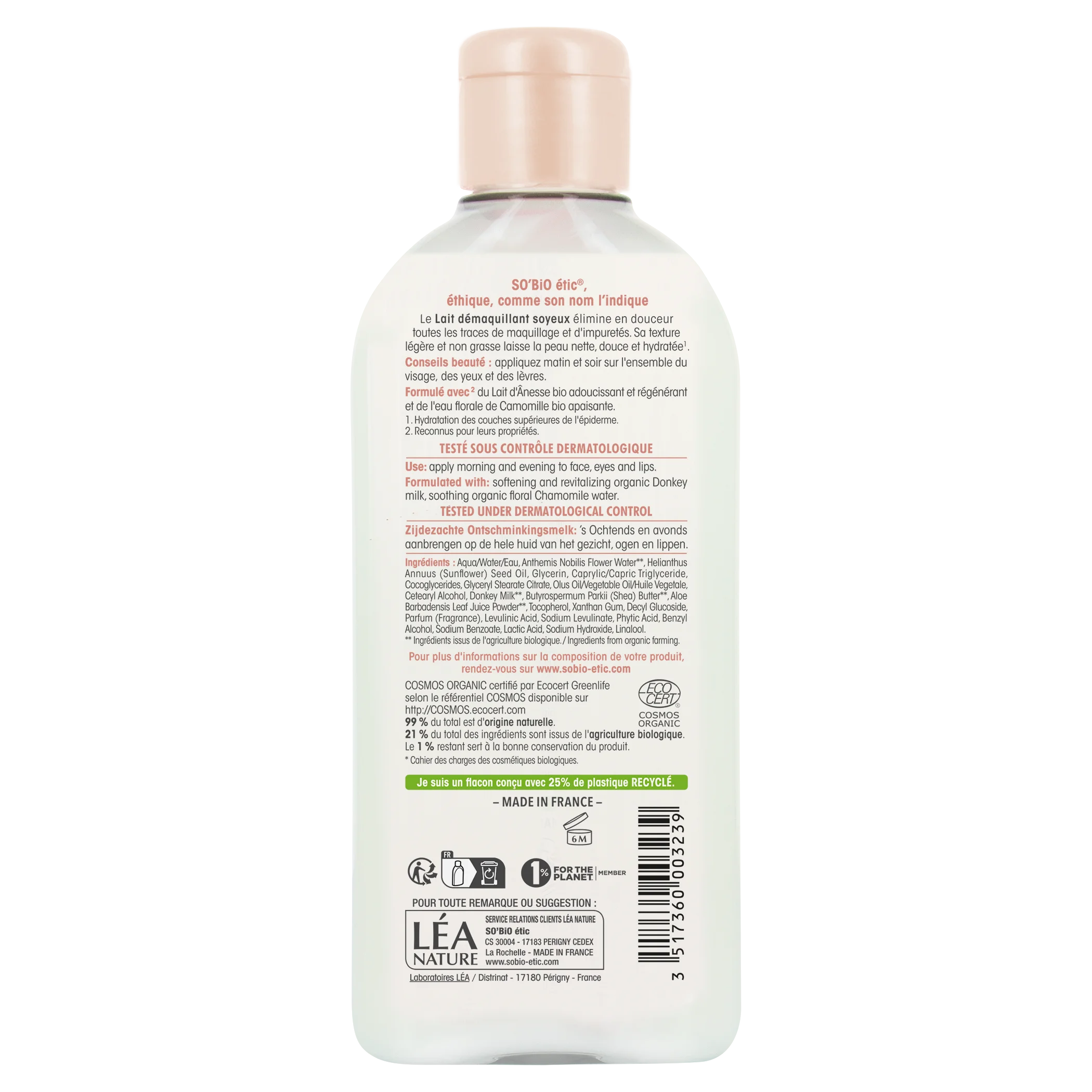 SO’BiO étic Organic Donkey Milk Cleansing Milk (200 ml) – gently removes make-up and impurities