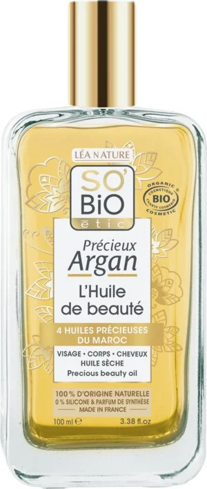 SO’BiO étic Précieux Argan Nourishing Oil for Body, Face and Hair BIO (100 ml) - Elixir of Youth and Beauty