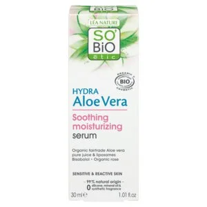 SO’BiO étic Aloe Vera Facial Serum - Soothing and Hydration for Sensitive Skin BIO (30 ml) - hydrates, soothes and brightens