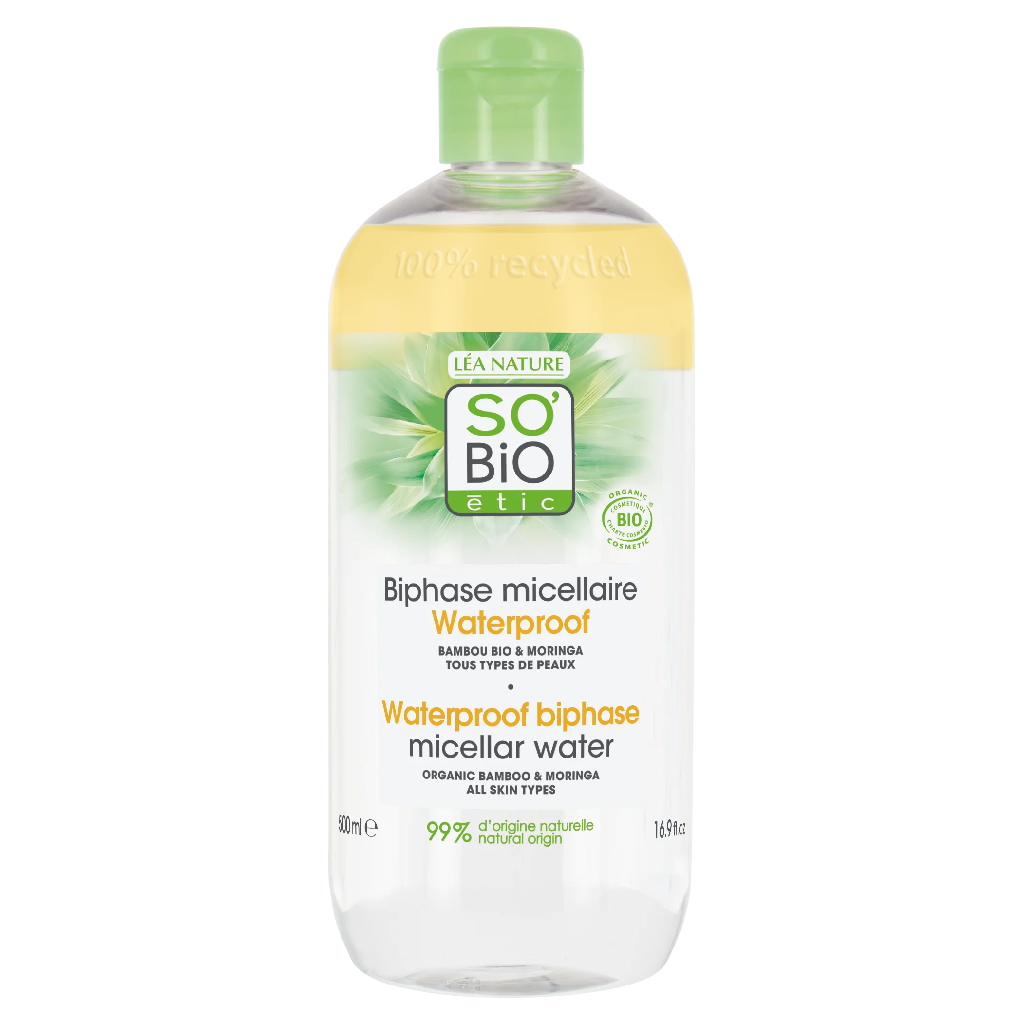 SO’BiO étic Pur BAMBOO BIO Bi-Phase Micellar Water (500 ml) - with Organic Bamboo and Moringa