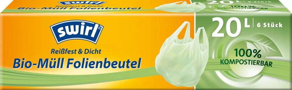 Swirl Biocompostable bags with handles (6pcs) - 20 l