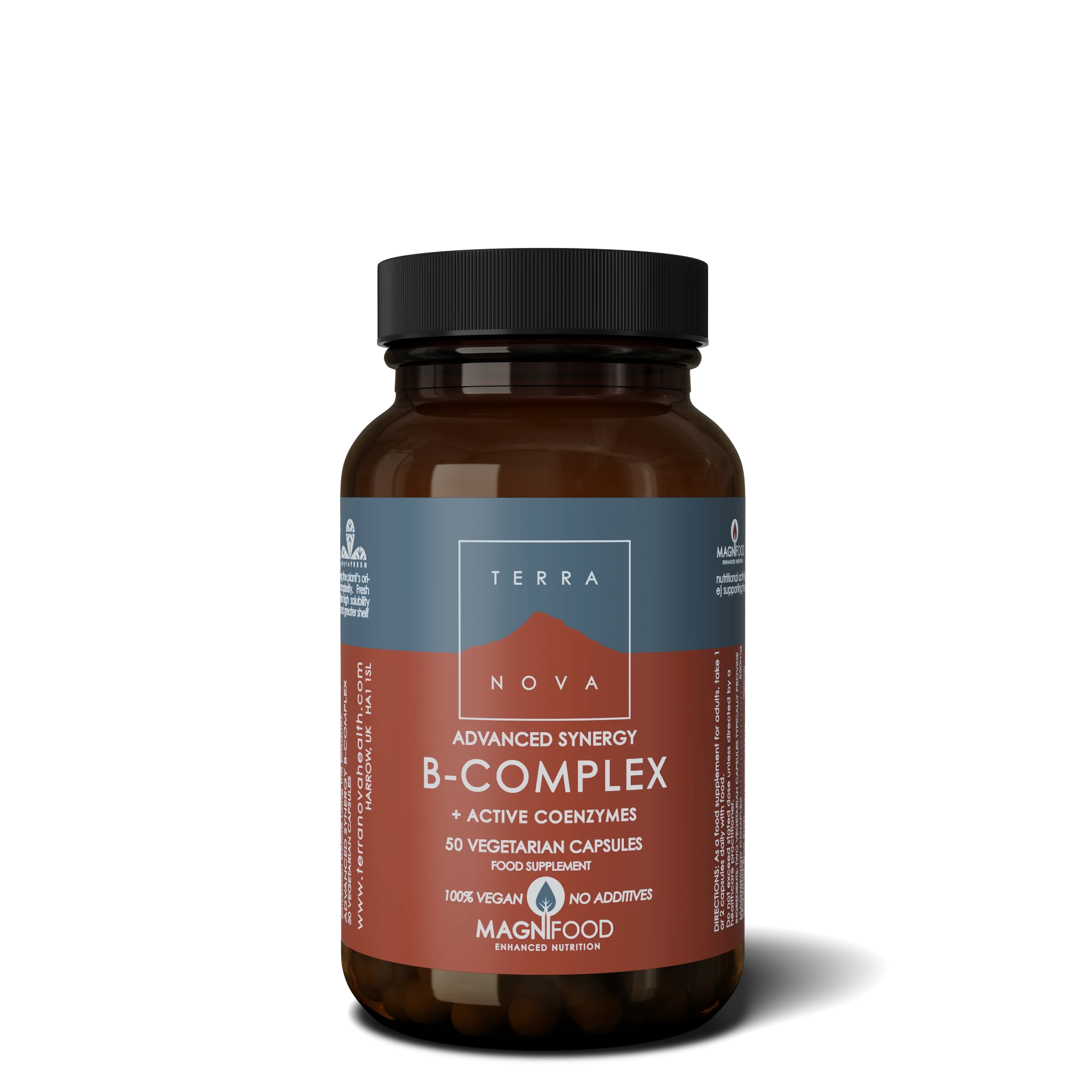 Terranova Health Advanced Synergy B-Complex (50 capsules) - enriched with herbs and adaptogens