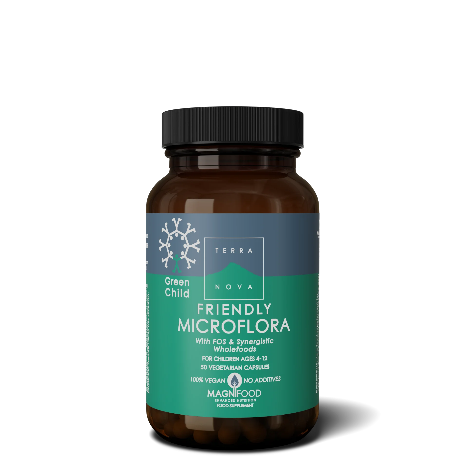 Terranova Health Green Child Friendly Microflora (50 capsules) - suitable for children aged 4 to 12 years