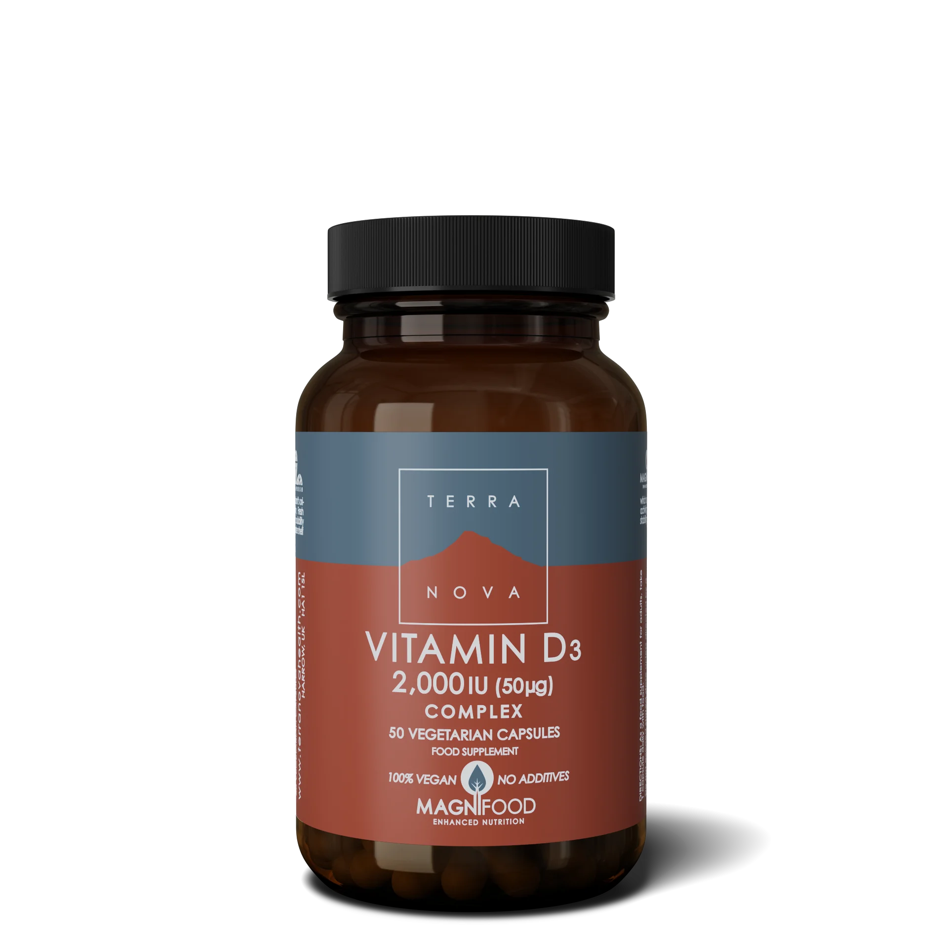 Terranova Health Vitamin D3 2000 IU Complex (50 capsules) - derived from lichen