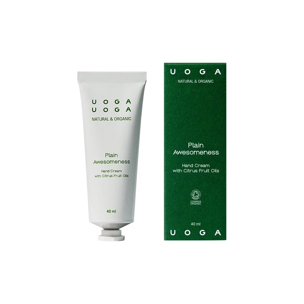 Uoga Uoga Plain Awesomeness Organic Moisturizing Hand Cream (40 ml) - with a fresh citrus scent