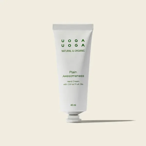 Uoga Uoga Plain Awesomeness Organic Moisturizing Hand Cream (40 ml) - with a fresh citrus scent