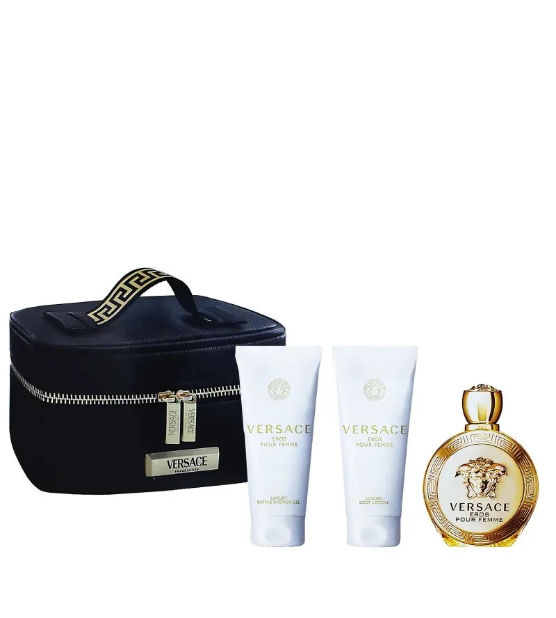 Eros Pour Femme Gift Set + Body Lotion 100 ml + Shower Gel 100 ml + Cosmetic Bag Eau de Parfum for Women