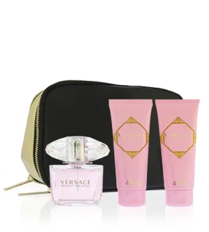 Versace Bright Crystal gift set for women: Eau de Toilette 90 ml + body lotion 100 ml + shower gel 100 ml + cosmetic bag