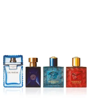 Versace Miniature Set gift set for men: Eau de Toilette Man Eau Fraîche 5ml + Eau de Toilette Dylan Blue 5ml + Eau de Toilette Eros 5ml + Eau de Parfum Eros Flame 5ml