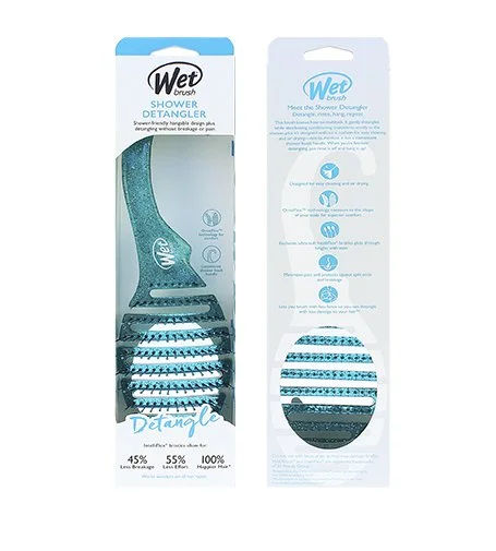 Shower Detangler Hair Brush Teal Glitter