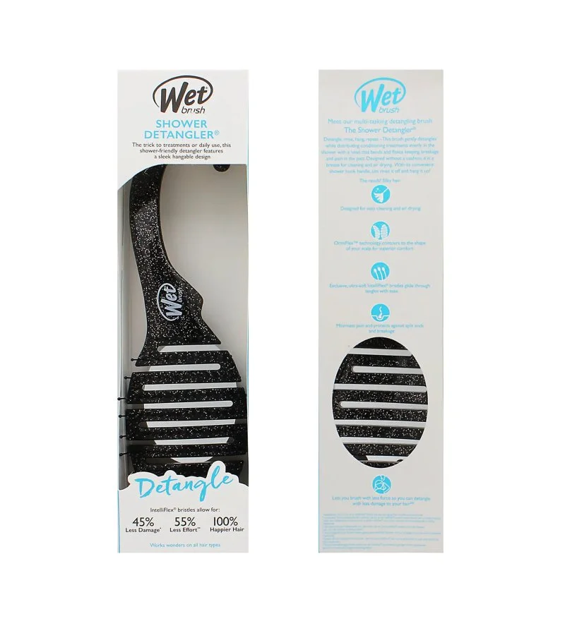 Shower Detangler Hair Brush Glitter Black