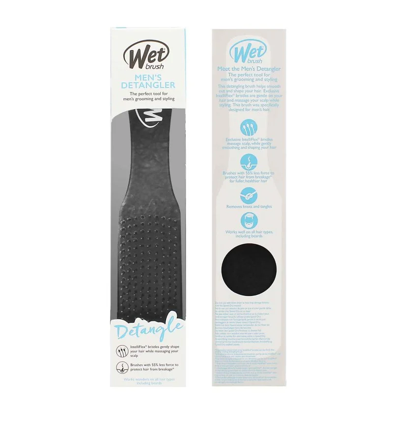 Men's Detangler Hair Brush Black Leather