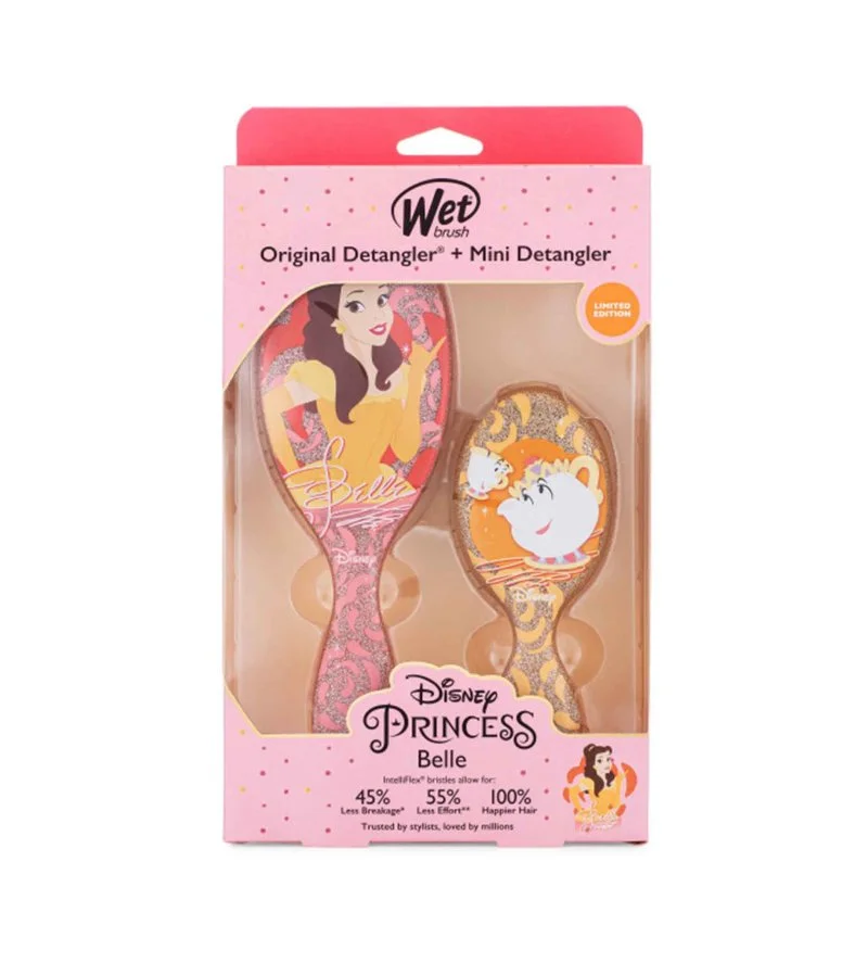Disney Princess Belle Gift Set: Original Detangler Hair Brush + Mini Detangler Hair Brush