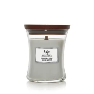 WoodWick Lavender & Cedar scented candle with wooden wick 275 g