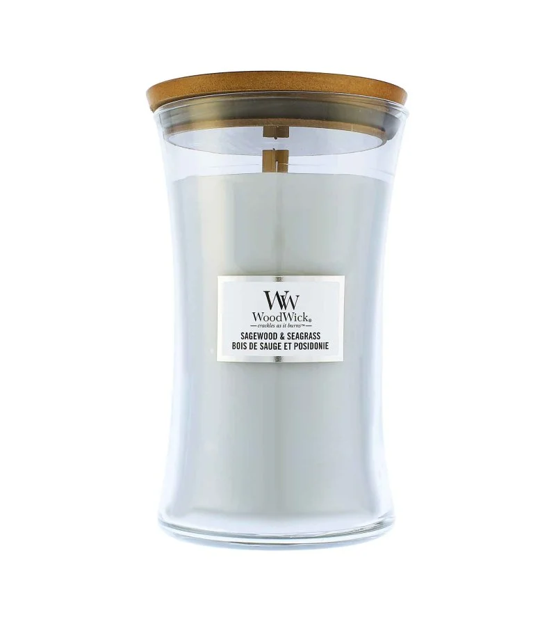 Sagewood & Seagrass scented candle with wooden wick 609 g