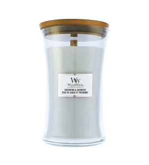 WoodWick Sagewood & Seagrass scented candle with wooden wick 609 g