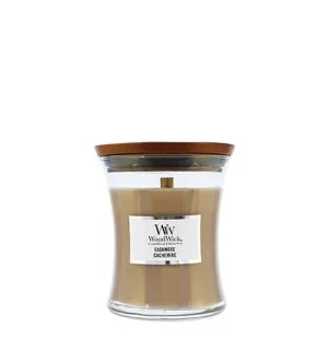 WoodWick Small Glass/Cashmere Scented Candle with Wooden Wick 85 g