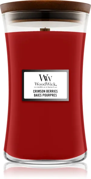 WoodWick Crimson Berries scented candle with a wooden wick 275 g