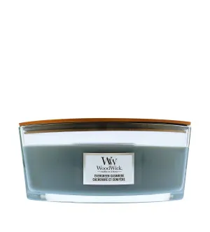 WoodWick Evergreen Cashmere scented candle with a wooden wick 453.6 g