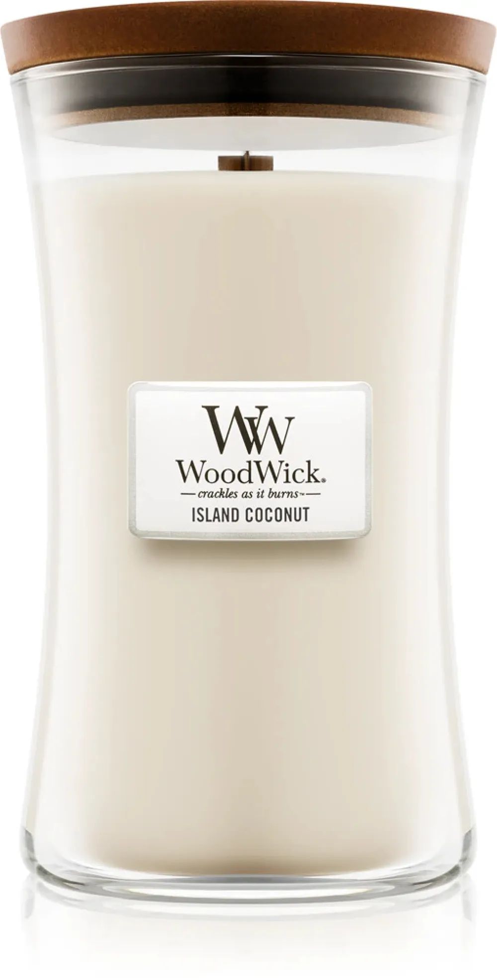 Island Coconut scented candle with a wooden wick 609.5 g 609,5 g